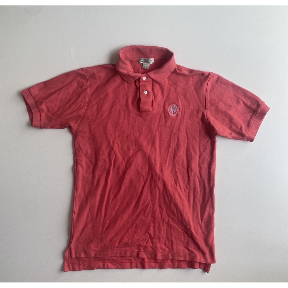 Wimbledon Mens Large Pink Polo Shirt VTG All England Lawn Tennis Croquet Club